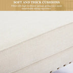 Set of 2 Arm Chair Upholstered Button Tufted Accent Chair with Lumbar Pillow Beige/ Grey/ Light Blue