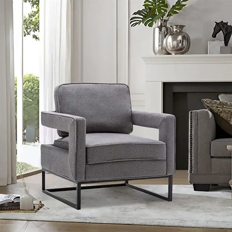 Modern Arm Accent Chair, Mid Century Living Room Chair Upholstered Lounge Chair