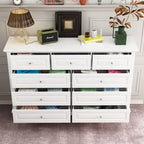 9-Drawer Dresser with Solid Wood Legs Chest Of Drawers Lacquer Console