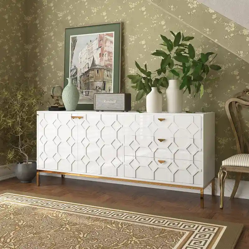 Clihome 2-Door Accent Cabinet with 3 Drawer Dressers