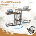 C Shaped End Table Height Adjustable Mobile Couch Desk with Wheels