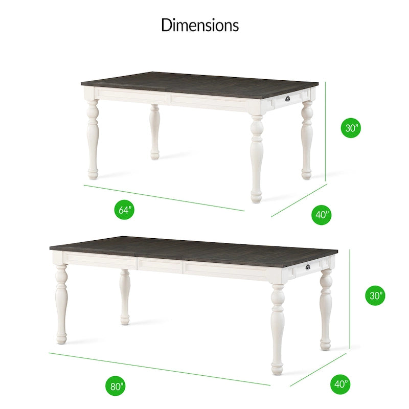 Steve Silver Jillian Farmhouse Two-Tone 80-Inch Dining Table - Two Tone Soft White and Dark Oak