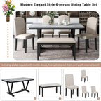 6PCS Marbled Veneers Tabletop Dining Table Set