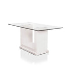 Benton Contemporary White Glass Top 7-Piece Dining Table Set by Furniture of America