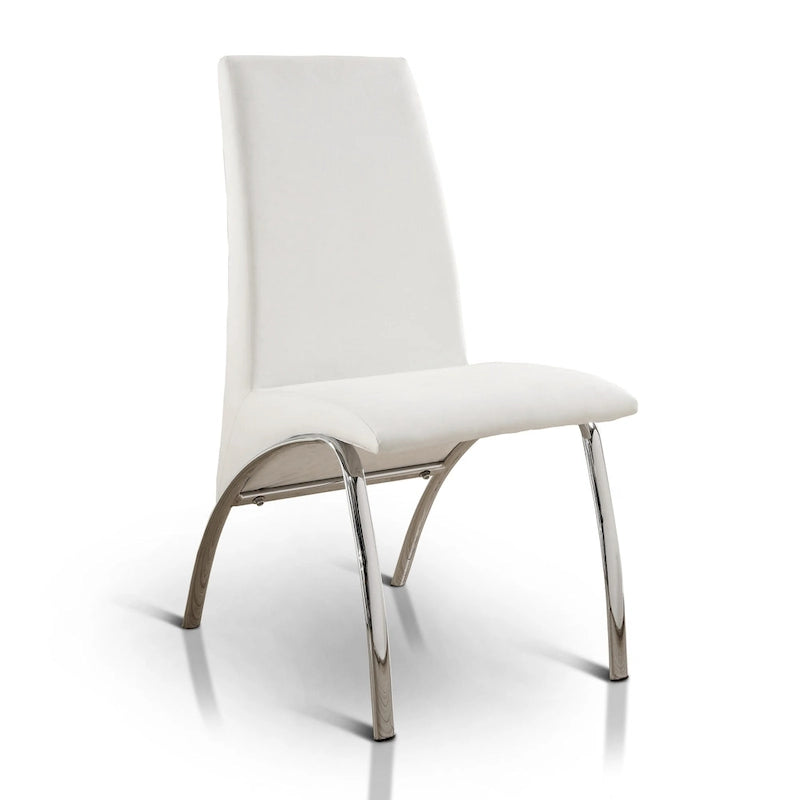 Benton Contemporary White Glass Top 7-Piece Dining Table Set by Furniture of America