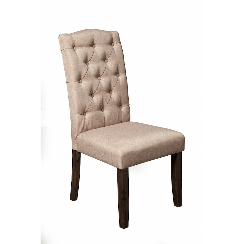 Alpine Furniture Set of 2 Button Tufted Parson Chairs - Salvaged Grey - 19.5Wx24Dx41H