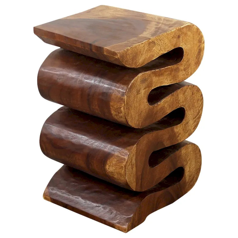 Haussmann Wood Wave Verve Accent Snake Table 12x14x20 in H Walnut Oil - 12 x 14 x 20