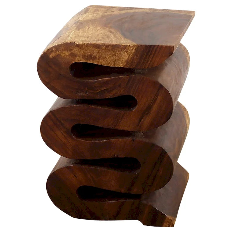 Haussmann Wood Wave Verve Accent Snake Table 12x14x20 in H Walnut Oil - 12 x 14 x 20