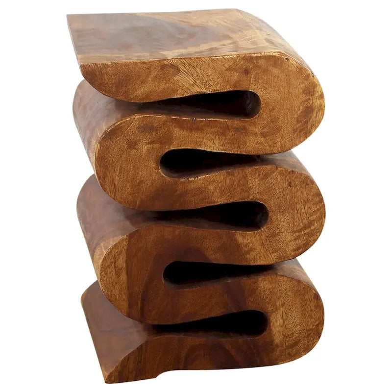 Haussmann Wood Wave Verve Accent Snake Table 12x14x20 in H Walnut Oil - 12 x 14 x 20