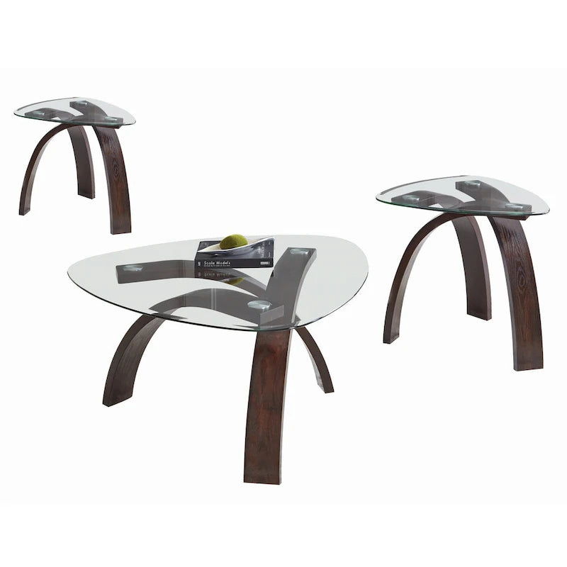 Steve Silver Perrin Contemporary Glass Top 3-Piece Occasional Set