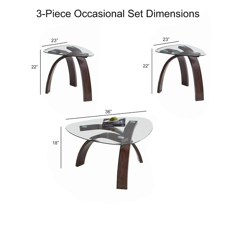 Steve Silver Perrin Contemporary Glass Top 3-Piece Occasional Set