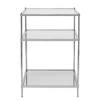 HomeRoots 27 Silver Mirrored Glass And Iron End Table With Shelf - 22x18x26.75