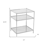 HomeRoots 27 Silver Mirrored Glass And Iron End Table With Shelf - 22x18x26.75