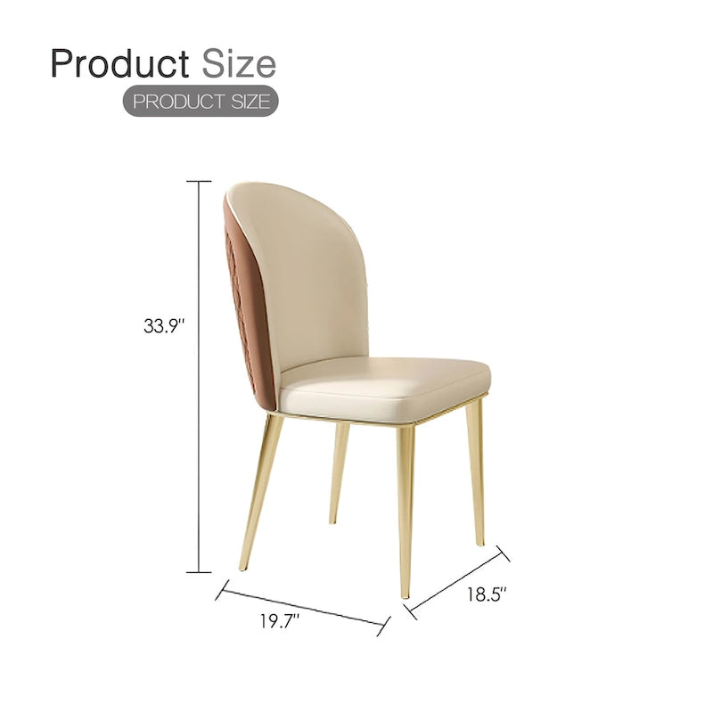 Off-White Dining Chairs with Gold Metal Legs - Cross Back Design (Set of 2)