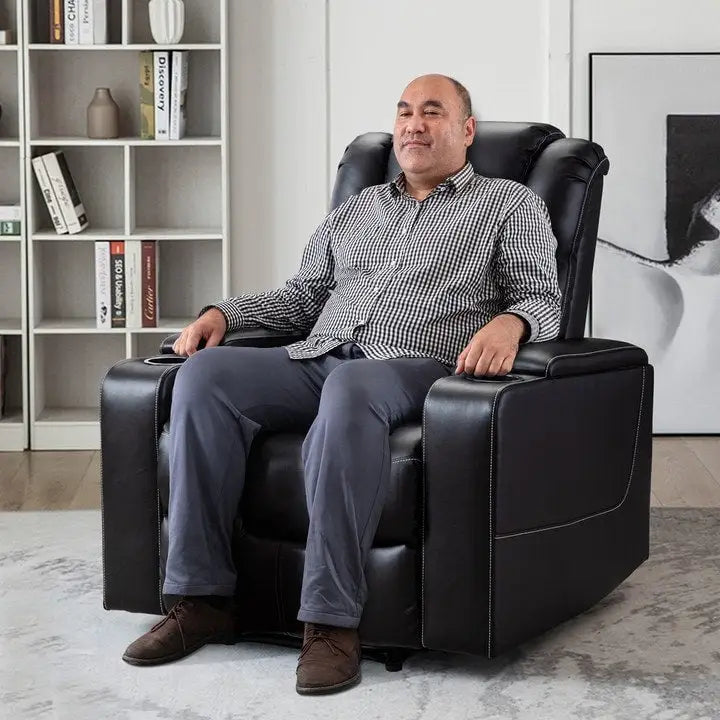 Breathable Leather Home Theater Seating with with USB Ports and Cup Holders