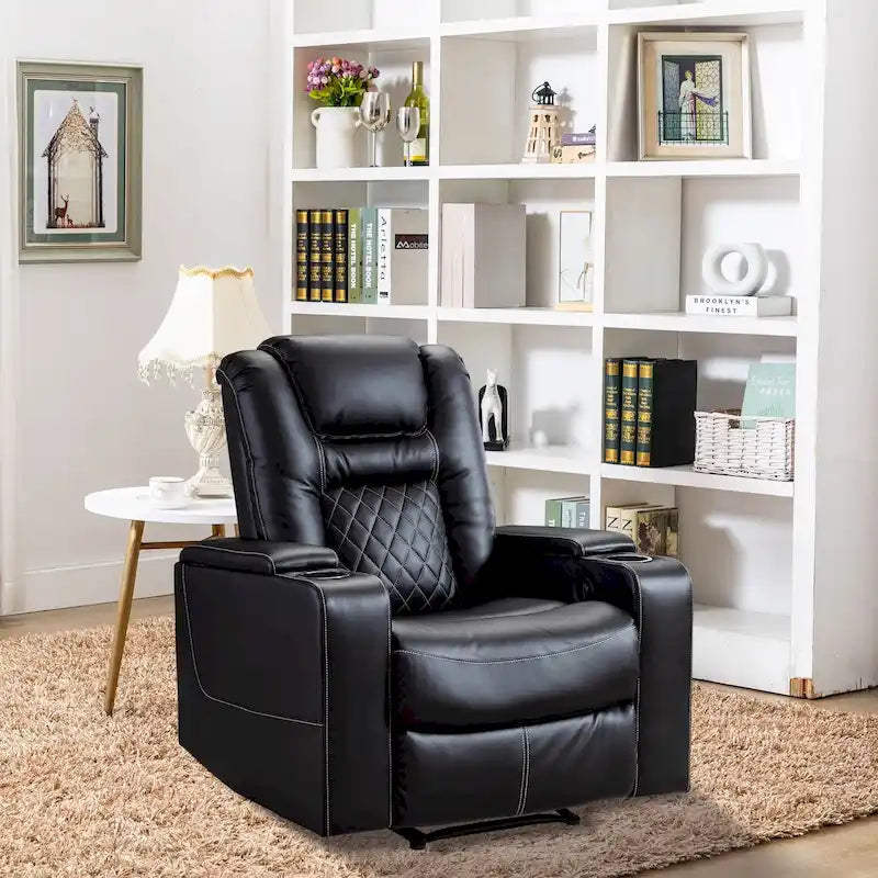 Breathable Leather Home Theater Seating with with USB Ports and Cup Holders