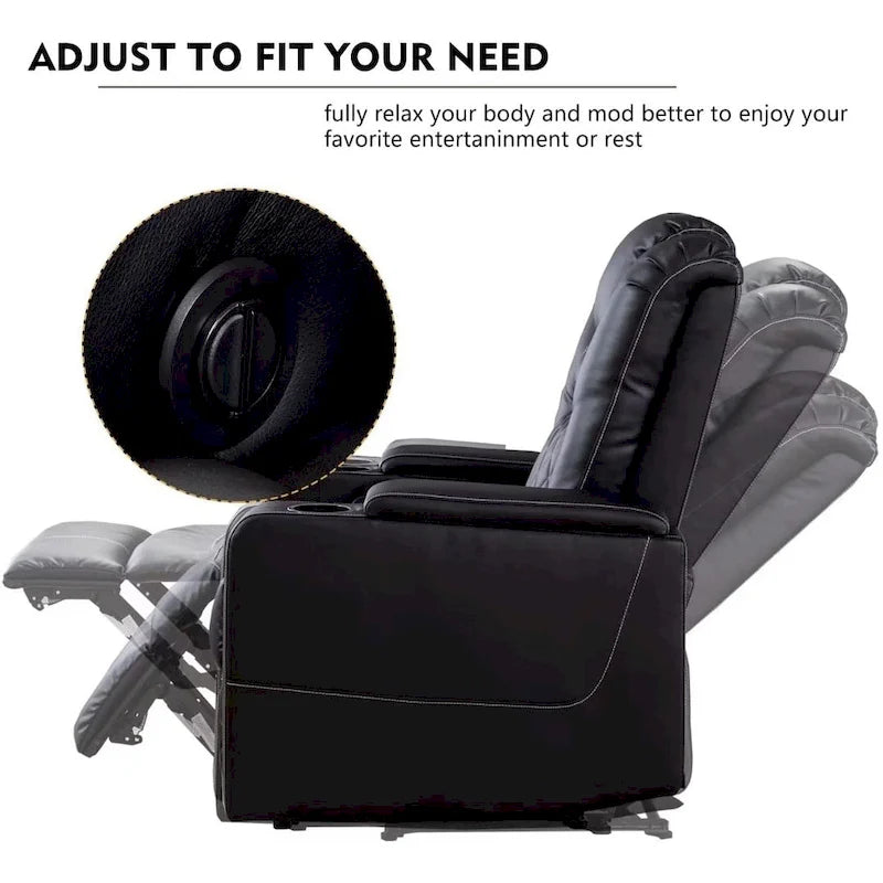Breathable Leather Home Theater Seating with with USB Ports and Cup Holders