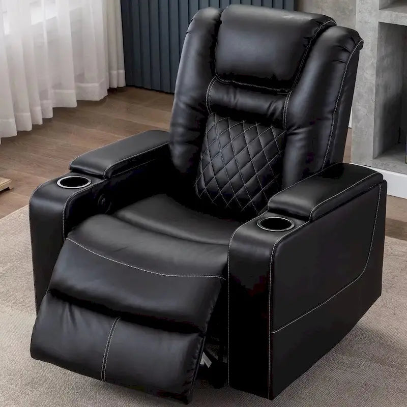 Breathable Leather Home Theater Seating with with USB Ports and Cup Holders