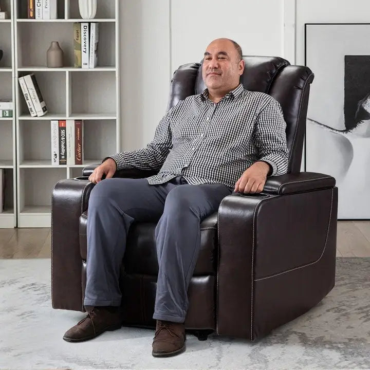 Breathable Leather Home Theater Seating with with USB Ports and Cup Holders