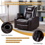 Breathable Leather Home Theater Seating with with USB Ports and Cup Holders