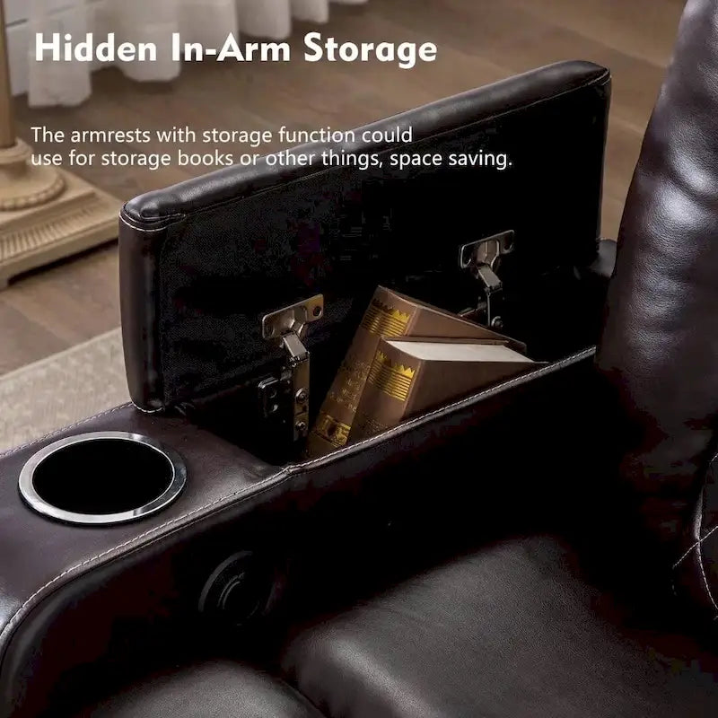 Breathable Leather Home Theater Seating with with USB Ports and Cup Holders