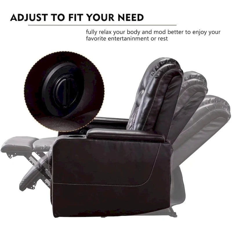 Breathable Leather Home Theater Seating with with USB Ports and Cup Holders
