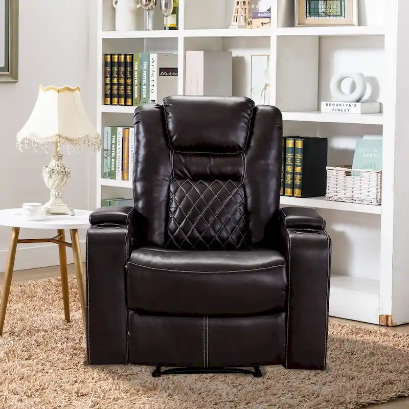 Breathable Leather Home Theater Seating with with USB Ports and Cup Holders