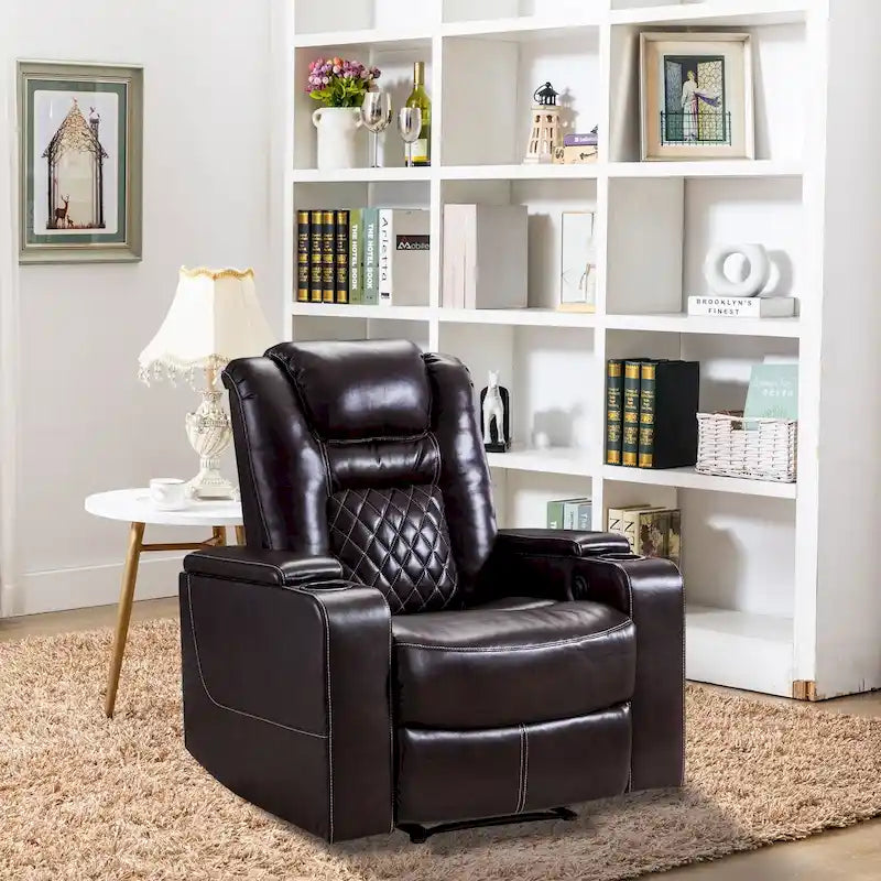 Breathable Leather Home Theater Seating with with USB Ports and Cup Holders