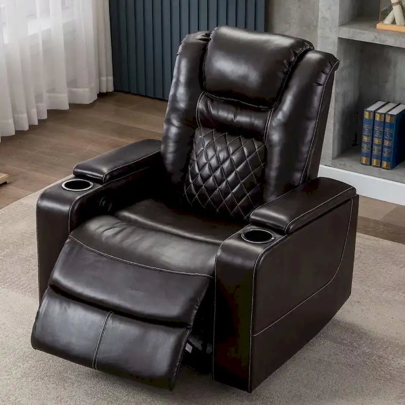 Breathable Leather Home Theater Seating with with USB Ports and Cup Holders