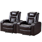 Breathable Leather Home Theater Seating with with USB Ports and Cup Holders