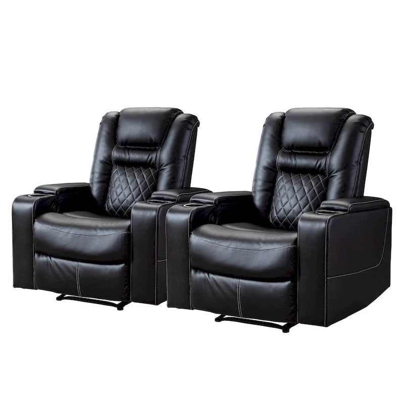 Breathable Leather Home Theater Seating with with USB Ports and Cup Holders