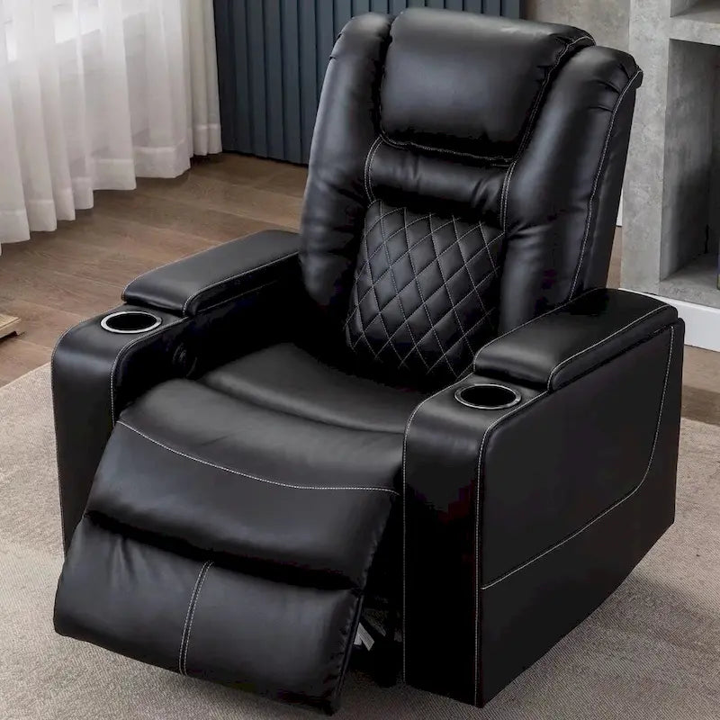 Breathable Leather Home Theater Seating with with USB Ports and Cup Holders