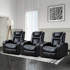 Breathable Leather Home Theater Seating with with USB Ports and Cup Holders