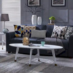 SEI Furniture Rhoda Mid Century Modern Oval Wood Coffee Table