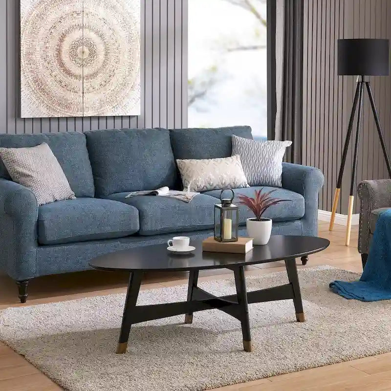 SEI Furniture Rhoda Mid Century Modern Oval Wood Coffee Table