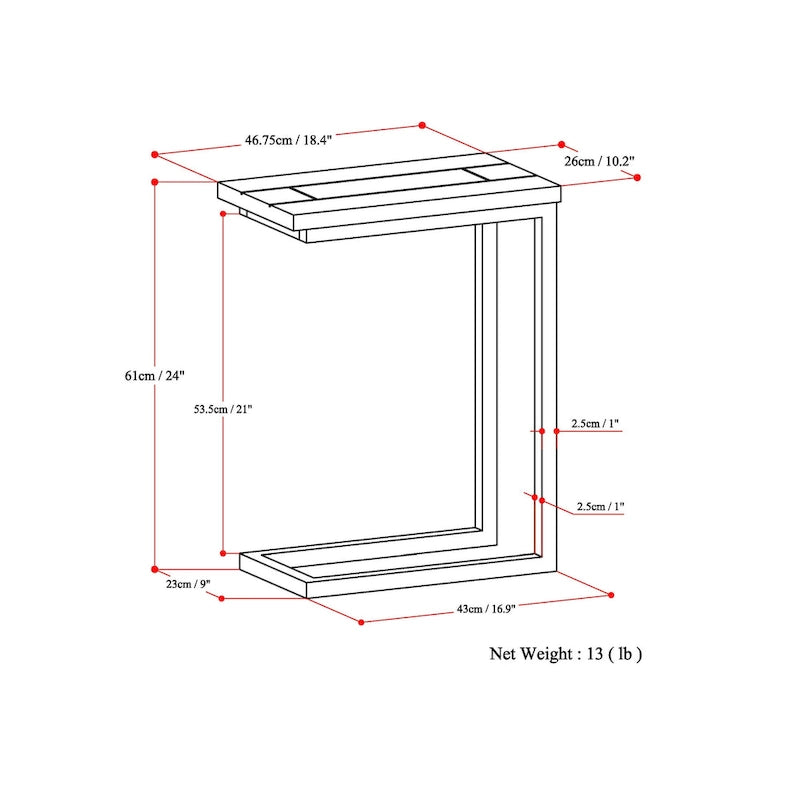 WYNDENHALL Rhonda 18 inch Wide Solid Metal Industrial C Side Table - 18 W x 10 D x 24 H