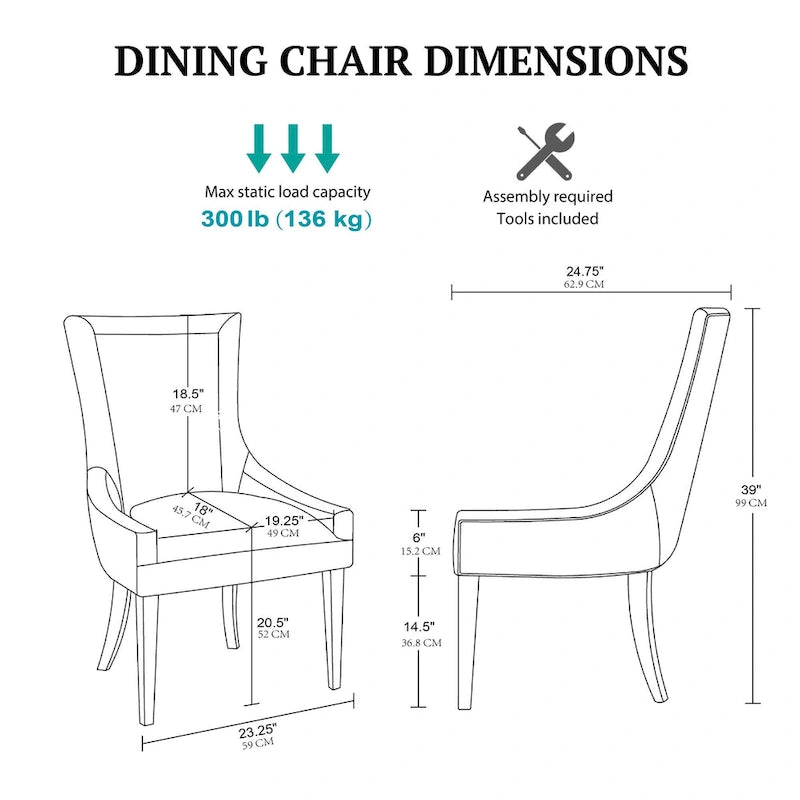 Madison Park Signature Ultra Upholstered Dining Side Chairs With Wood Legs (Set of 2)