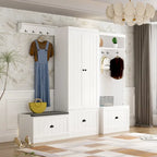 Combo Entryway Hall Trees Storage Bench Closet Organizer Clothes Rack