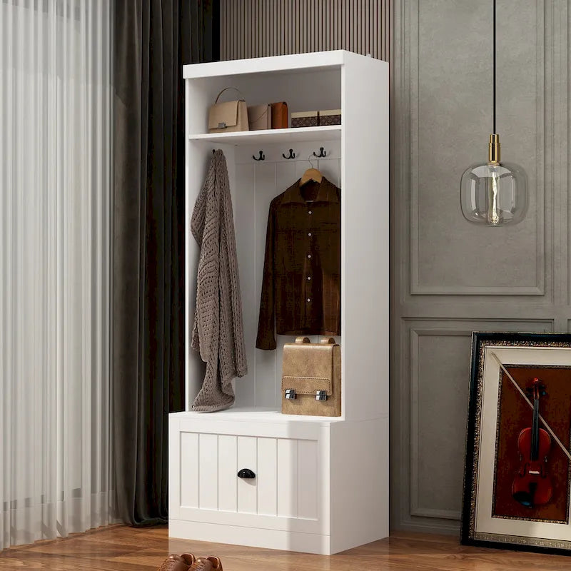 Combo Entryway Hall Trees Storage Bench Closet Organizer Clothes Rack