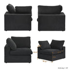 160 in. Free Combination Overstuffed Down Filled Comfort Linen U-shape 6-Seat Sofa Modular Sectional with Ottoman