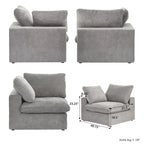 160 in. Free Combination Overstuffed Down Filled Comfort Linen U-shape 6-Seat Sofa Modular Sectional with Ottoman
