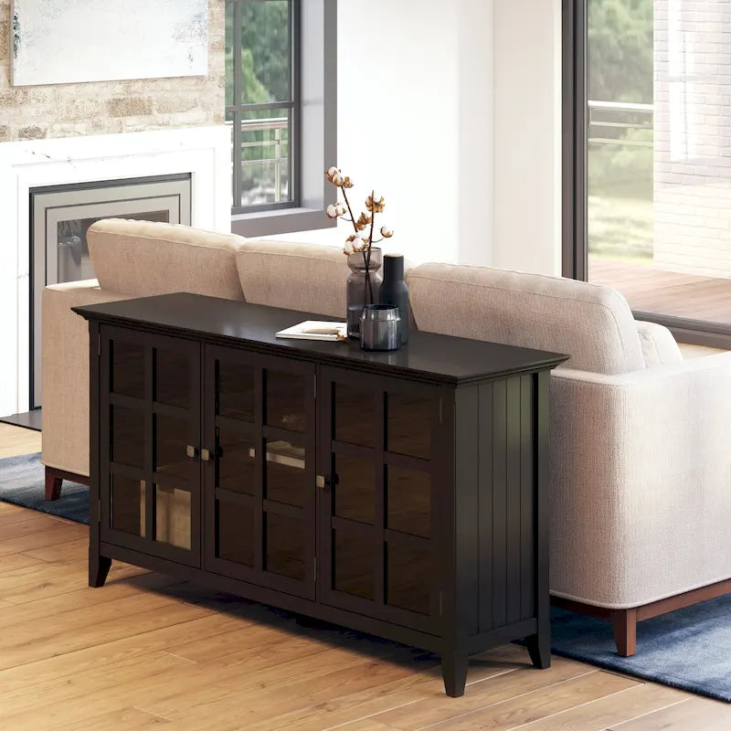 WYNDENHALL Normandy SOLID WOOD 62 inch Wide Transitional Wide Storage Cabinet - 62w x 18d x 34 h