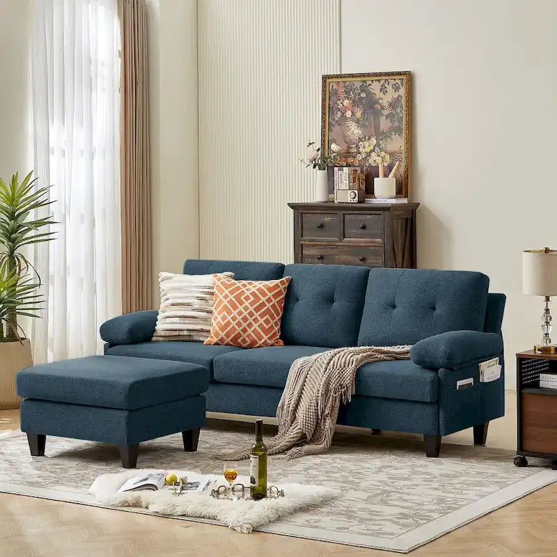86.22 L Shaped Sectional Sofa with Side Storage Pockets