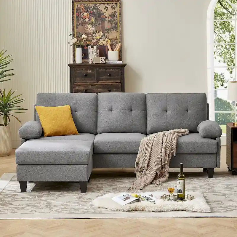 86.22 L Shaped Sectional Sofa with Side Storage Pockets