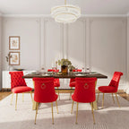 7-Piece Clihome Walut Wood Dining Table with Velvet Chair Dining Chair