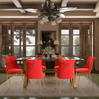 7-Piece Clihome Walut Wood Dining Table with Velvet Chair Dining Chair