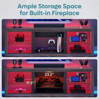 70-Inch LED TV Stand with Tempered Glass Shelves and Open Cabinet - 71 in