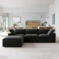 Black Commix Down Filled Overstuffed Sectional Sofa with Ottoman