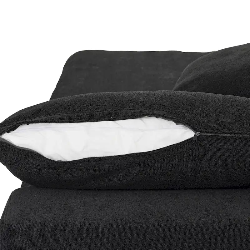 Black Commix Down Filled Overstuffed Sectional Sofa with Ottoman