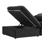 Black Commix Down Filled Overstuffed Sectional Sofa with Ottoman